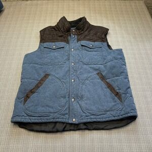 Vintage‎ Western Ranchwear Denim Puffer Vest XL Red Head Ranch Outdoorsy